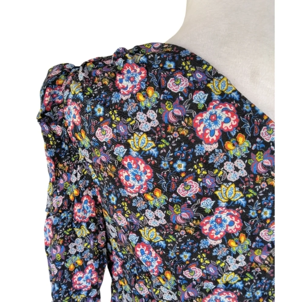 Nordstrom Frame All Over Floral One Shoulder Blouse Multicolor Size XS NWT - Picture 9 of 12